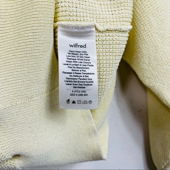 ARITZIA Wilfred Livvie Yellow Crewneck Sweater XS Waffle Knit Drop Shoulder - Picture 7 of 10